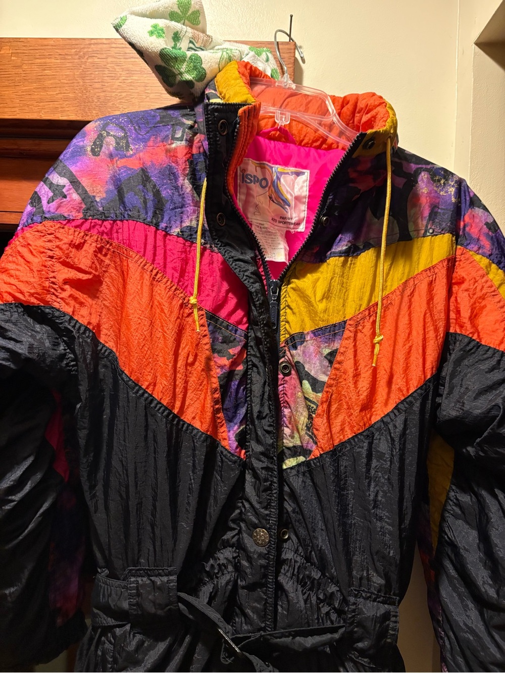 Killer Vintage Ispo by Alto Snow/Ski Jumpsuit Medium Navy Blue Geometric Designs